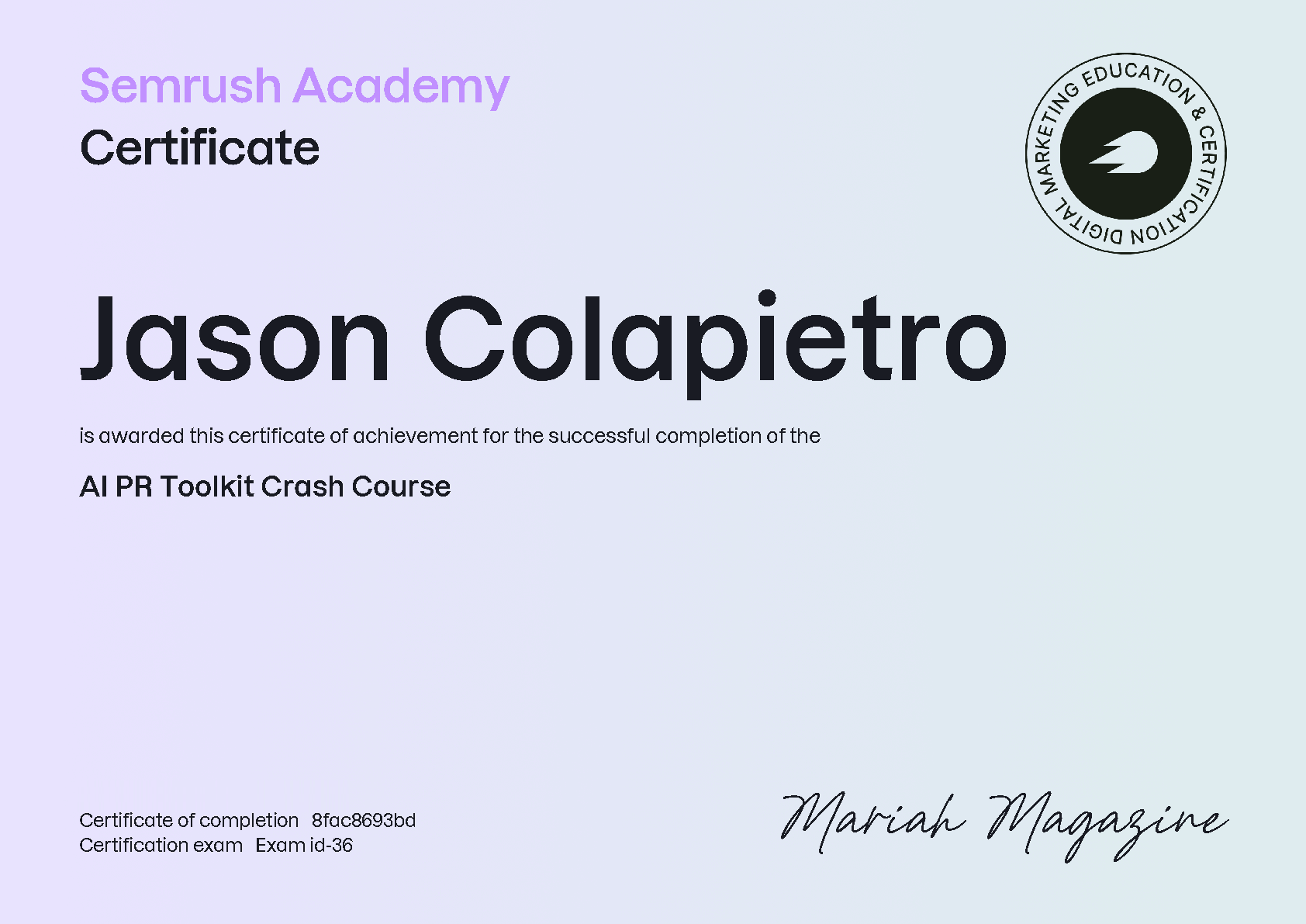 AI PR Toolkit Crash Course — Semrush Academy
